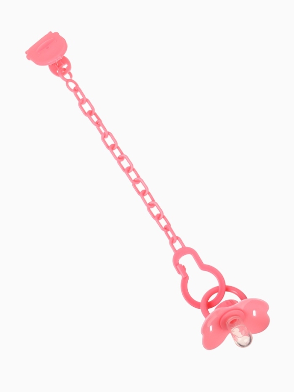 Пустышка классическая, с держателем, +0мес., цвет розовый