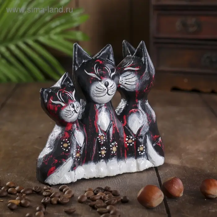 Сувенир дерево "Кошки с колокольчиком" 4х13х13 см