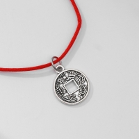 Браслет-оберег «Красная нить» денежная, цвет чернёное серебро, d=8 см Браслет-оберег «Красная нить» денежная, цвет чернёное серебро, d=8 см
