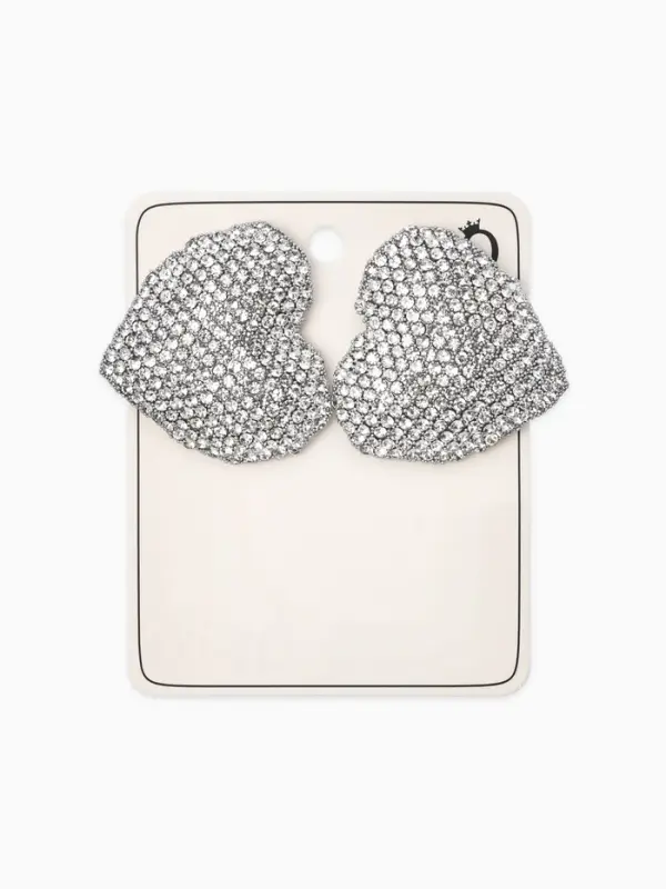 Серьги "Сияние вечера" сердце, цвет белый в серебре