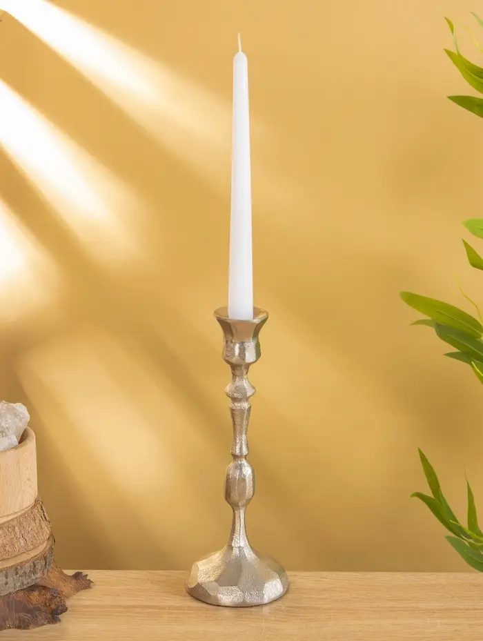 Подсвечник "Грани" алюминий 25 см, цв. серебро