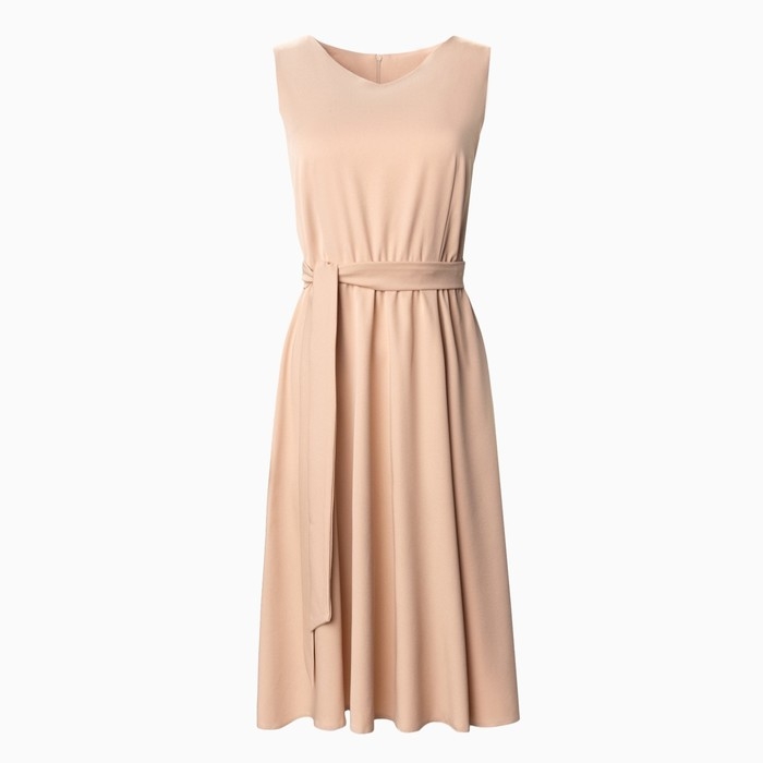 Платье женское с поясом MINAKU: Casual collection цвет бежевый, р-р 50 Платье женское с поясом MINAKU: Casual collection цвет бежевый, р-р 50