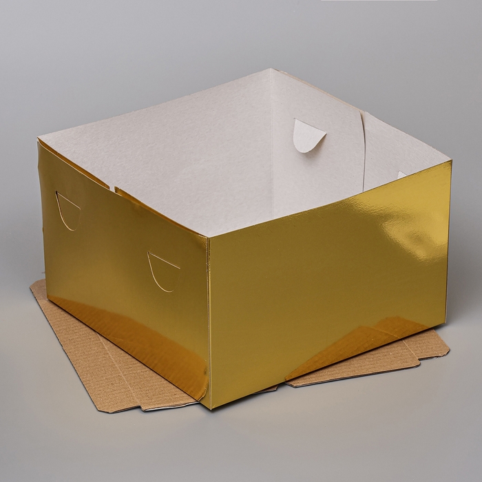 Кондитерская упаковка с окном, золотой, 30 х 30 х 19 см