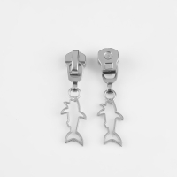 Бегунок автоматический для металлической молнии, №5, декоративный &laquo;Акула&raquo;, 10 шт, цвет никель