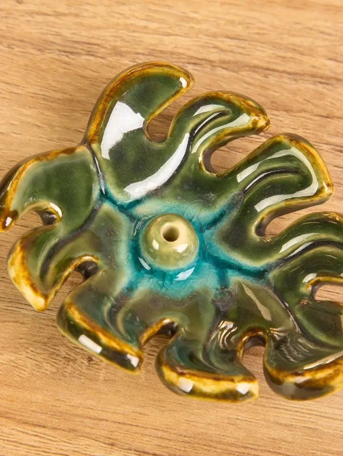 Подставка под благовония &laquo;Лист&raquo;, 8&times;7&times;2 см, керамика, зелёная