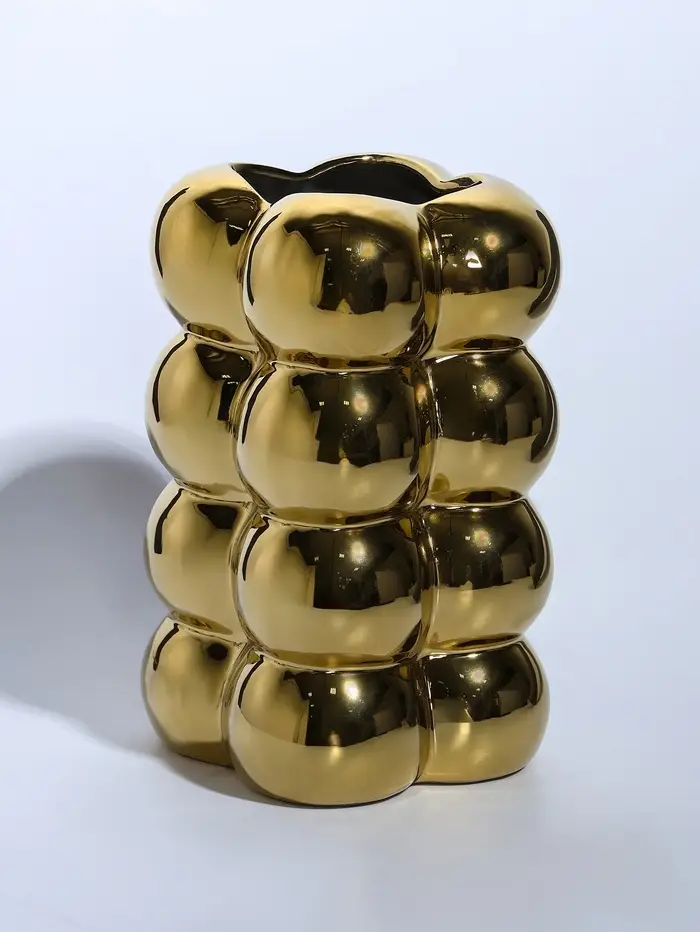 Ваза керамика настольная "Дайзи" шарики, h=20х11, d=7 см, золото