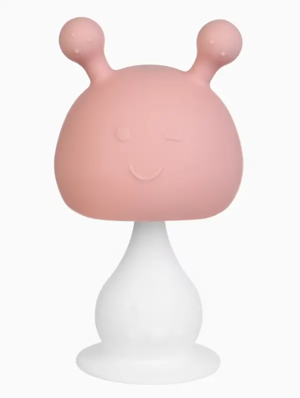 Прорезыватель силиконовый для зубов с погремушкой 3 в 1 M&B &laquo;Зайка&raquo;, розовый