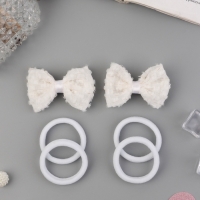 Набор для волос "Школьница галант" (4 резинки 3,5 см, 2 зажима 5,5 см) облачко, белый