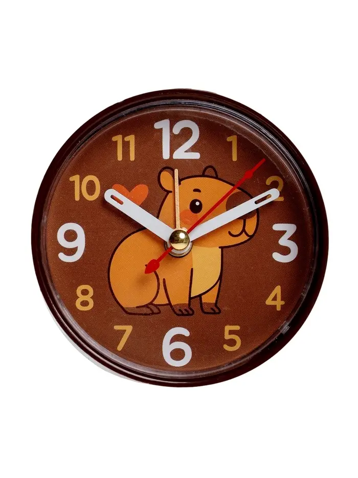 Будильник "Капибара", плавный ход, d=8 см, корпус коричневый