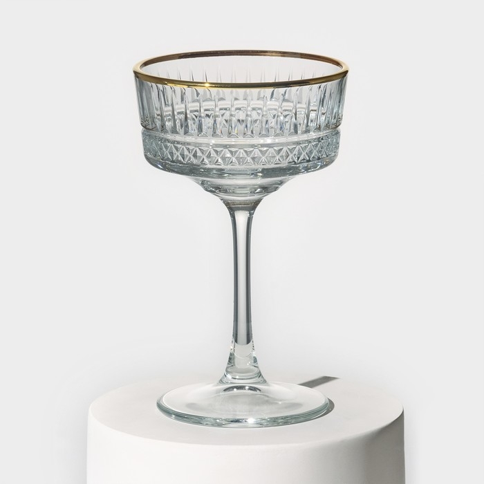 Набор фужеров стеклянный Elysia, 260 мл, 4 шт, с золотой каймой