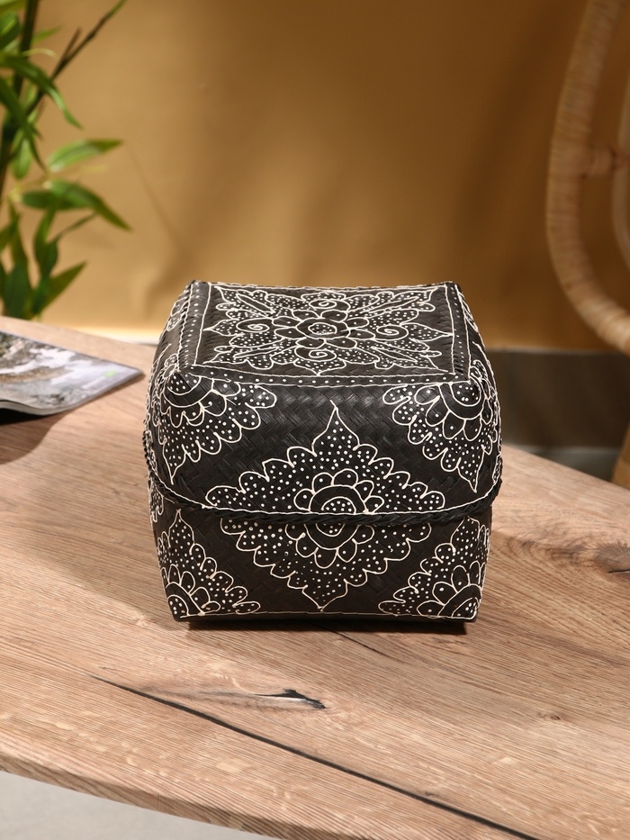 Корзинка плетеная "Бонтанг" бамбук 19х19х14 см, тёмная