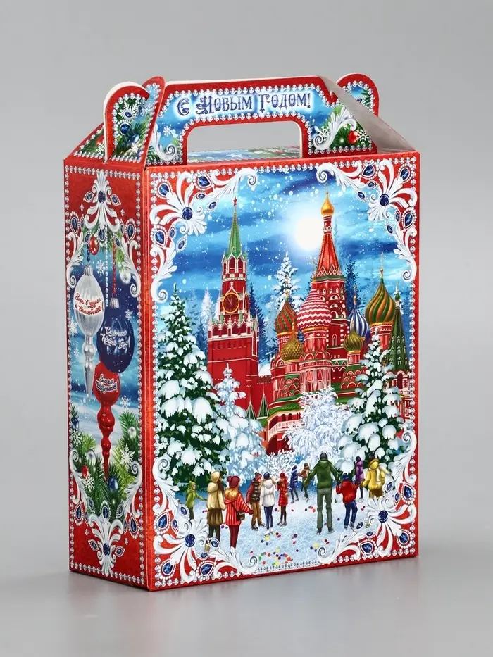 Подарочная коробка новогодняя &laquo;Кремль&raquo;. для сладких подарков, 14&times;6&times;21 см