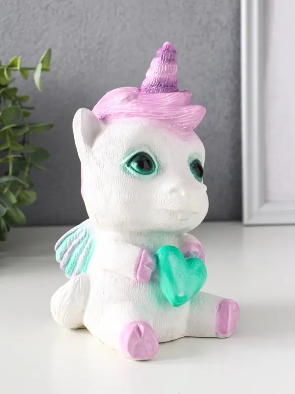 Копилка (гипс) Единорожек Рони Высота 20 см, ширина 12 см, длина 13 см, белый