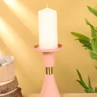 Подсвечник на 1 свечу текстурный "Пудровый" 10,5х10,5х19,5 см