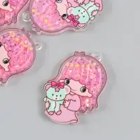 Шейкер для творчества акрил "Малышка с медвежонком" с глиттером 0,5х3,4х5,1 см