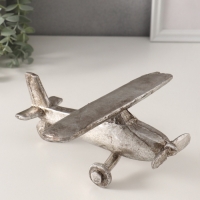 Сувенир полистоун "Ретро самолёт. Моноплан" серебро с патиной 21х21х9 см