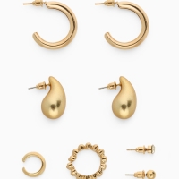 Набор серьги и каффы 8 шт. &laquo;Кольца&raquo; капли, цвет золото