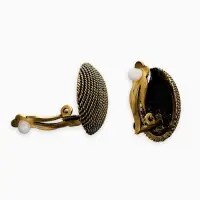 Клипсы "Винтаж" круг рубчик, цвет чернёное золото
