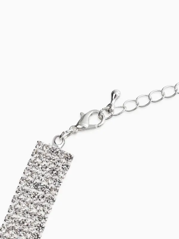 Набор 2 предмета: серьги, колье со стразами &laquo;Лёд. Клавиши&raquo;, d=13.5 см, белый в серебре