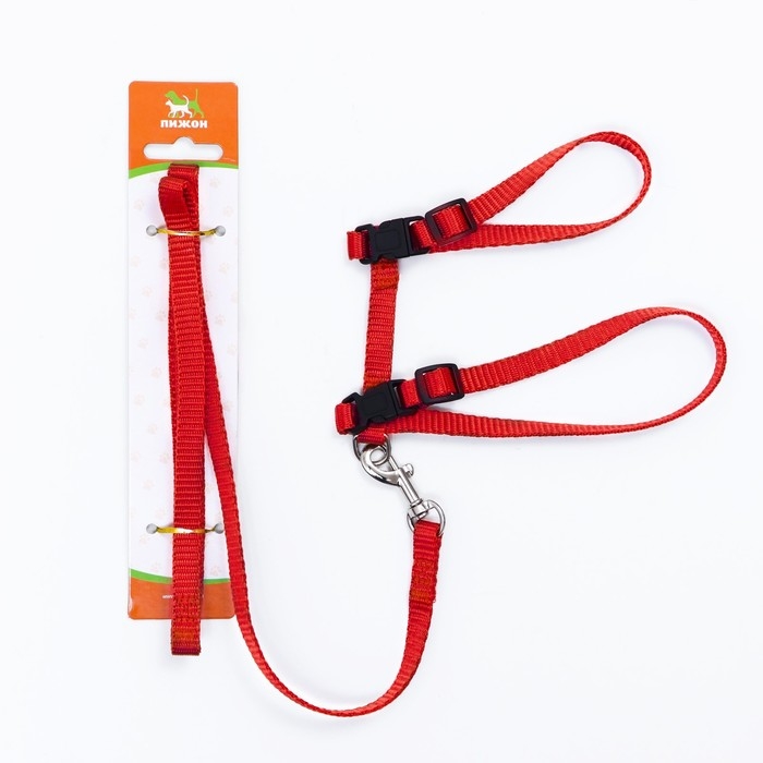 Комплект для кошек, ширина 1 см, ОШ 16,5-27 см, ОГ 21-35 см, поводок 120 см, красный