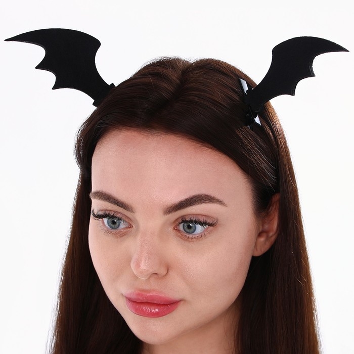 Заколки для волос ушки &laquo;Крылья&raquo;, черные, 2 шт, 11 х 12 см