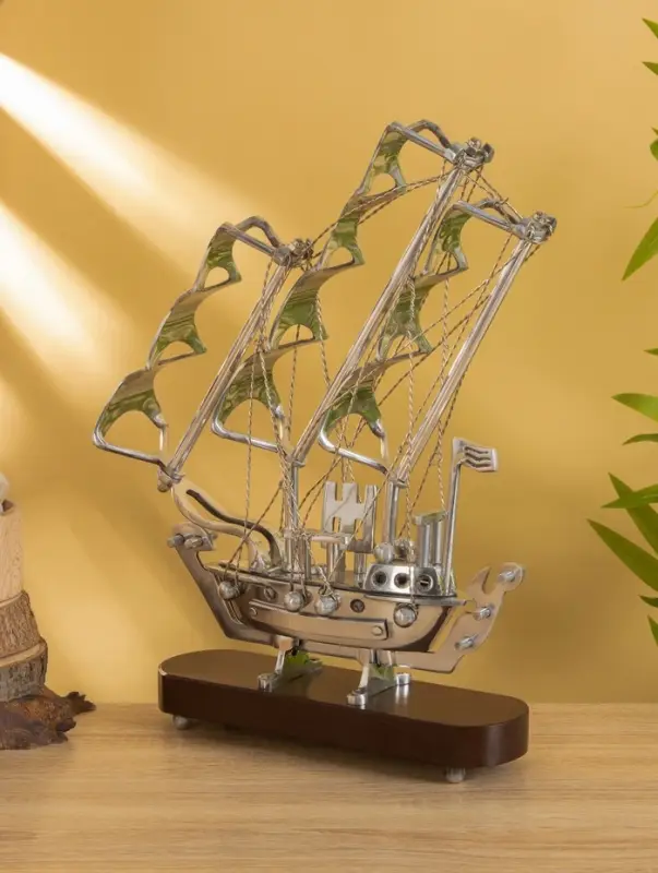 Корабль сувенирный 30х8х40 см, латунь