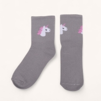Ноские женские с рисунком, серые &laquo;Единорог&raquo;