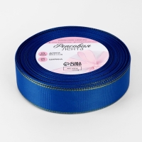 Лента репсовая 25мм*25&plusmn;1ярд(23м&plusmn;1м) золотые нити №040 синий АУ