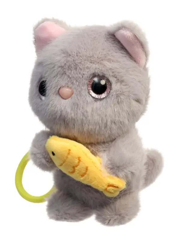 Мягкая игрушка "Котик с рыбкой", 13 см, МИКС