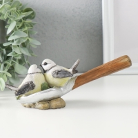 Сувенир полистоун "Синички на лопате, с цветами" 17х5,5х7 см