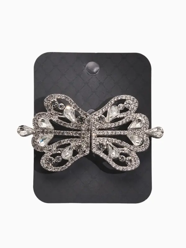 Зажим для кардигана "Ажур", корона империи, цвет белый в серебре