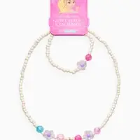 Набор детский &laquo;Выбражулька&raquo; 2 предмета: бусы, браслет, ракушка, цветы, цвет бело-розовый