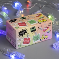 Гирлянда &laquo;Нить&raquo; 5 м с насадками &laquo;Прищепки&raquo;, IP20, прозрачная нить, 20 LED, свечение мульти (RG/RB), мигание, 220 В