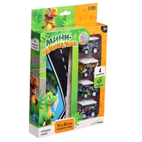 Игровой набор &laquo;Динопарк&raquo;, 4 инерционные машинки, коврик-дорога