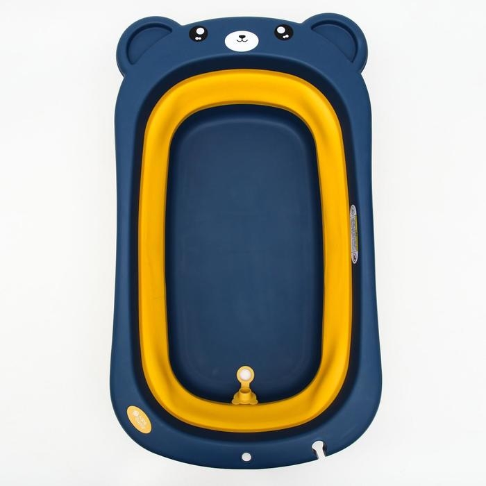 Ванночка детская складная со сливом, &laquo;Мишка&raquo;, 83 см., цвет синий