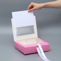 Коробка-фоторамка подарочная складная, упаковка, «Розовая вата», 20 х 18 х 5 см Коробка-фоторамка подарочная складная, упаковка, «Розовая вата», 20 х 18 х 5 см