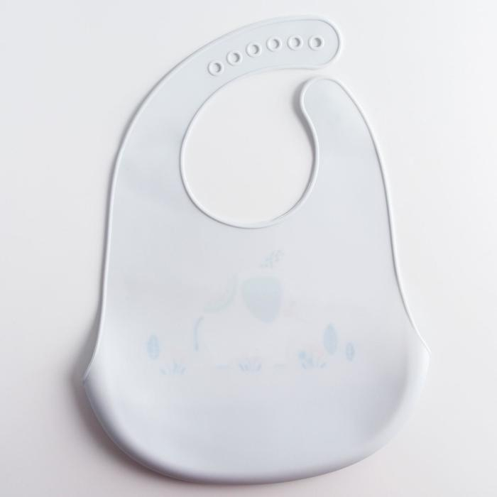 Нагрудник силиконовый, с карманом &laquo;Слон&raquo;, цвет серый