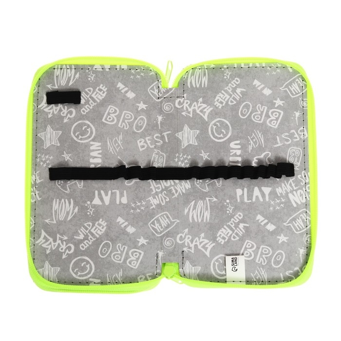 Пенал 2 секции 110*190 ткань ПКТ 11-42 "Чёрный-ярко-салатовый" 56331