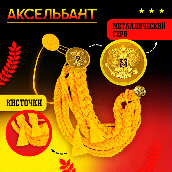 Карнавальный набор &laquo;На парад победы&raquo;: аксельбант, значок, цвет золотой
