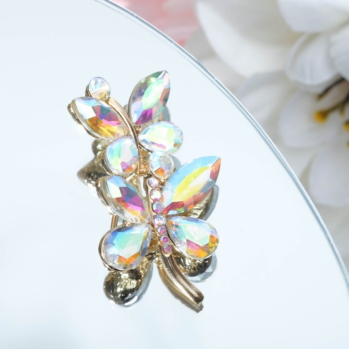 Брошь &laquo;Бабочки&raquo; парочка, цвет радужный в золоте