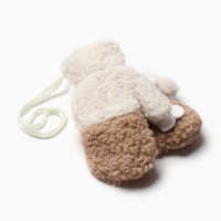 Варежки подростковые MINAKU Барашка двухцветные 24 см цвет коричневый Варежки подростковые MINAKU Барашка двухцветные 24 см цвет коричневый