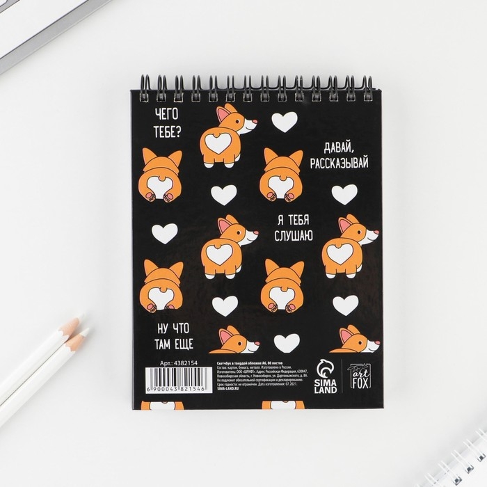 Скетчбук &laquo;Корги&raquo; А6, 80 л, 100 г/м