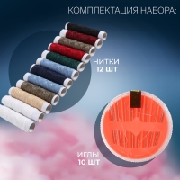 Швейный набор, 22 предмета, в чехле ПВХ, 13 × 9 см, цвет МИКС Швейный набор, 22 предмета, в чехле ПВХ, 13 × 9 см, цвет МИКС