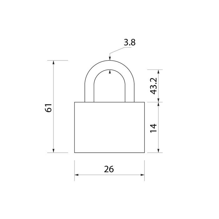 Замок навесной, тип 1, 26х60 мм, 2 ключа Замок навесной, тип 1, 26х60 мм, 2 ключа
