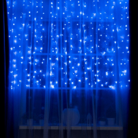 Гирлянда &laquo;Занавес&raquo; 2 &times; 1.5 м, IP20, прозрачная нить, 360 LED, свечение синее, 8 режимов, 220 В