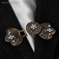 Зажим для кардигана &laquo;Лепесток&raquo;, цвет белый в чернёном золоте