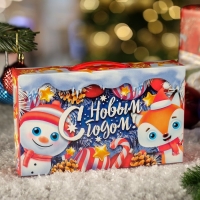 Новый год. Коробка подарочная складная "Синий Иней" 25 х 5 х 15 см.