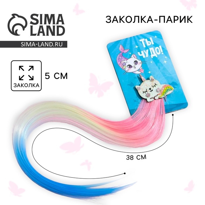 Заколки для волос , цветная прядь &laquo;Ты чудо!&raquo;