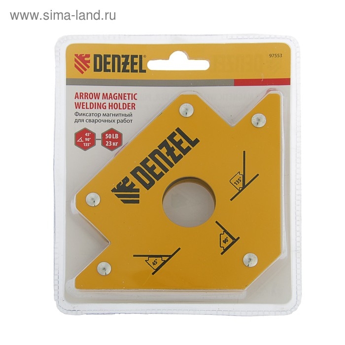 Магнитный угольник Denzel 97553, для сварочных работ, усилие 23 кг, 45, 90, 135&deg;