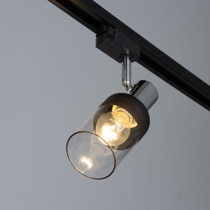 Светильник трековый "Анабель" Е14 40Вт черно-хромовый  16х8х18см